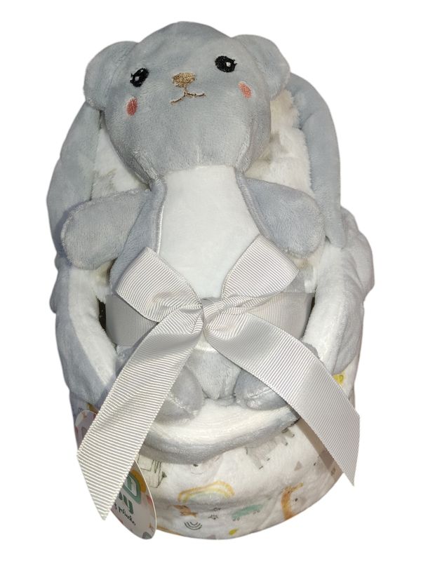 Dou Dou com manta e cesta - Cinza gallery image Dou Dou com manta e cesta - Cinza