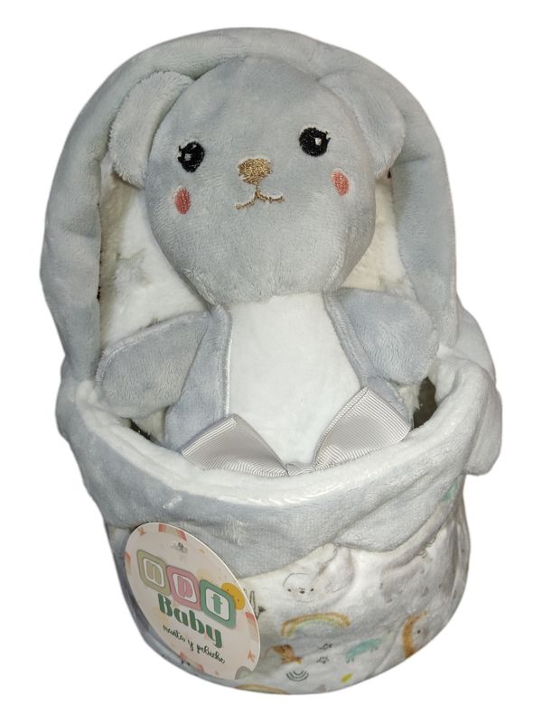 Dou Dou com manta e cesta - Cinza gallery image Dou Dou com manta e cesta - Cinza