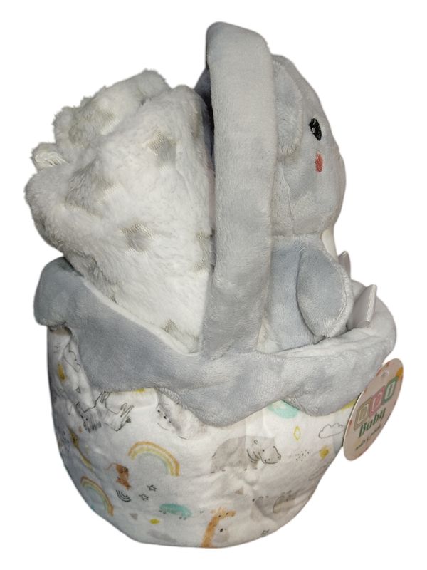 Dou Dou com manta e cesta - Cinza gallery image Dou Dou com manta e cesta - Cinza