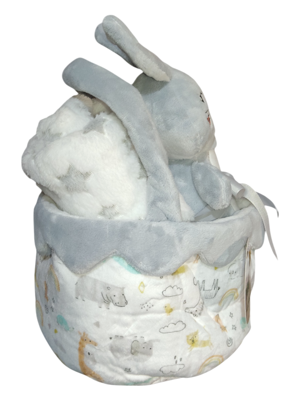 Dou Dou com manta e cesta - Cinza gallery image Dou Dou com manta e cesta - Cinza