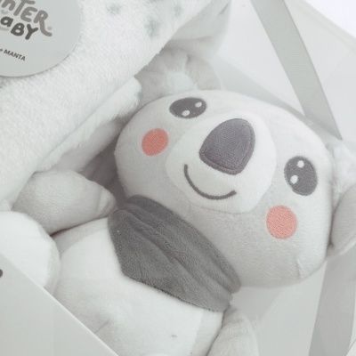 Pack Presente Bebé – Peluche e Manta Koala Cinza