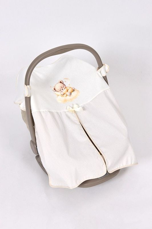 Fralda tapa ovo para cadeira de bebé com aplicação em veludo na forma de urso gallery image Fralda tapa ovo para cadeira de bebé com aplicação em veludo na forma de urso