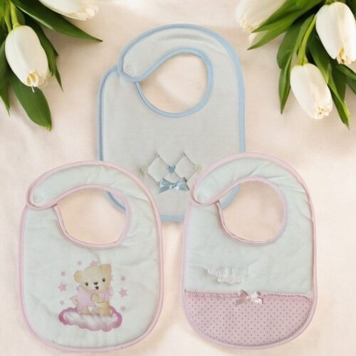 ​Babetes plastificadas em algodão – Bordadas e estampadas