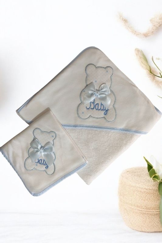 Conjunto Toalha e Fralda Bordada - Baby gallery image Conjunto Toalha e Fralda Bordada - Baby