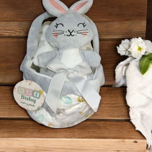 Dou Dou com manta e cesta - Cinza