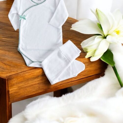 Body de trespasse com collants lisos cardado - Unissexo