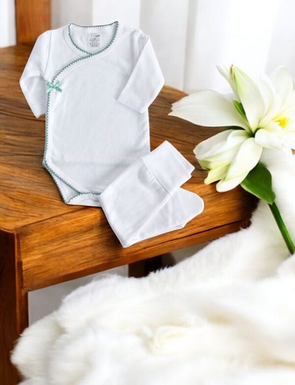 Body de trespasse com collants lisos cardado - Unissexo gallery image Body de trespasse com collants lisos cardado - Unissexo