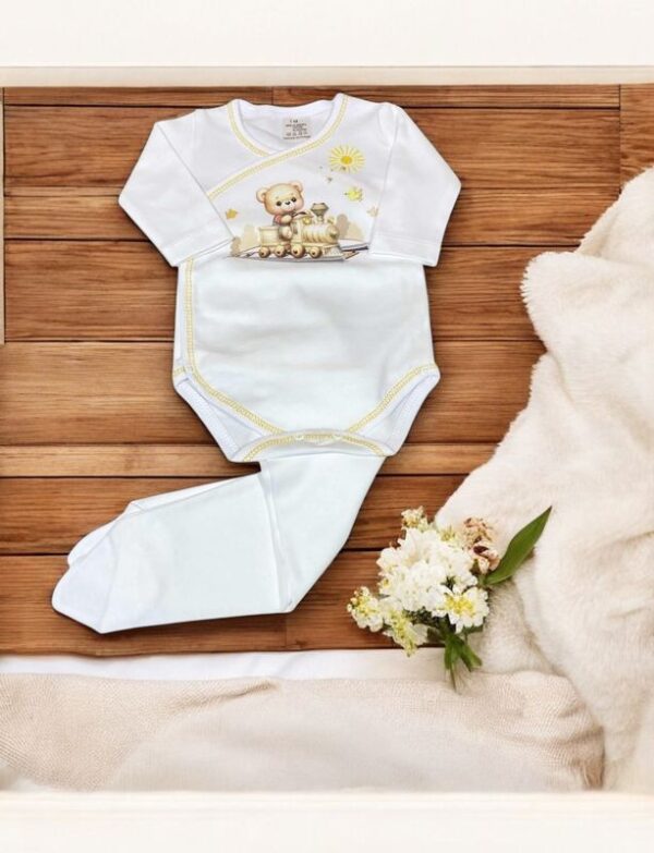 Body e Collant para Bebê – Comboio. Primavera/Verão gallery image Body e Collant para Bebê – Comboio. Primavera/Verão