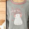 Pijama estampado cardado menina - Gato gallery image Pijama estampado cardado menina - Gato