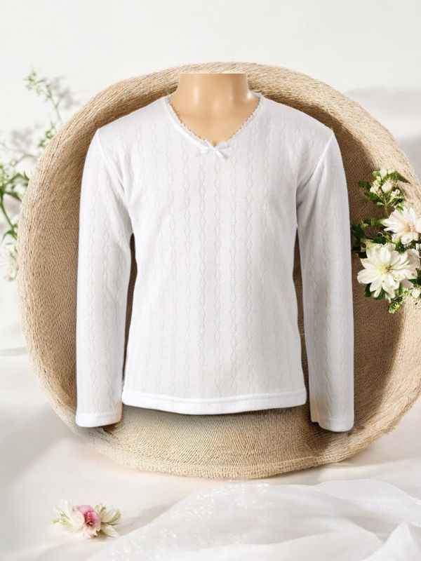 Camisola interior de manga comprida em algodão com carda – Menina