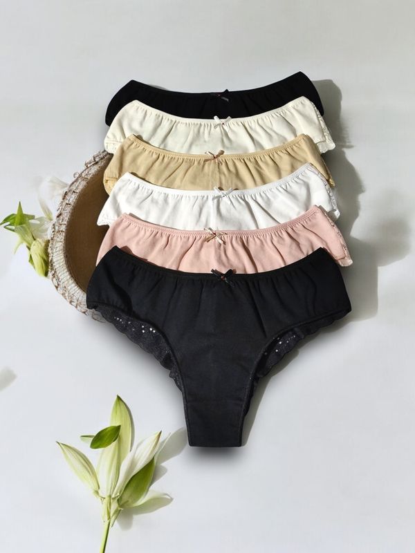 Pack de 6 Cuecas Asa Delta com Renda – Conforto e Elegância gallery image Pack de 6 Cuecas Asa Delta com Renda – Conforto e Elegância