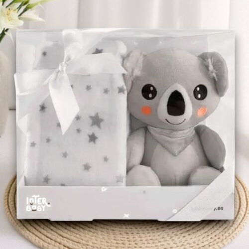 Pack Presente Bebé – Peluche e Manta Koala Cinza