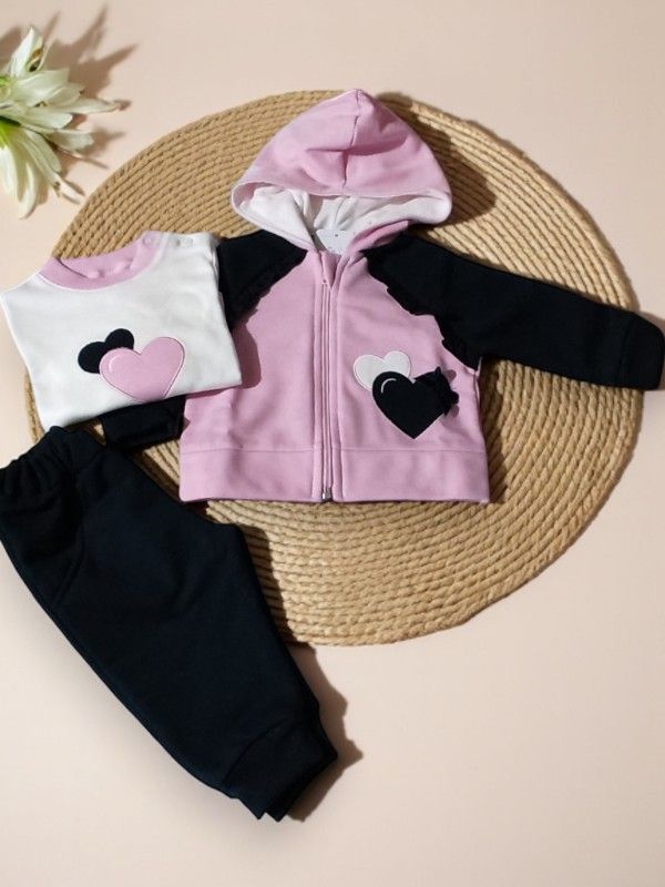 Fato de Treino 3 Peças com Carda para Bebé Menina gallery image Fato de Treino 3 Peças com Carda para Bebé Menina