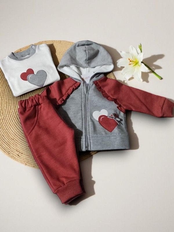 Fato de Treino 3 Peças com Carda para Bebé Menina gallery image Fato de Treino 3 Peças com Carda para Bebé Menina