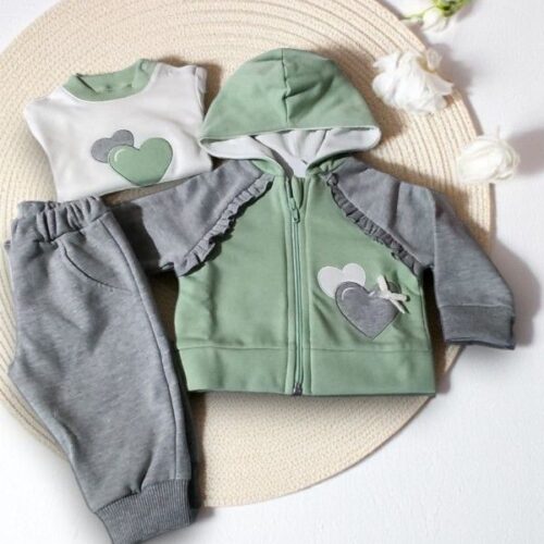 ​Fato de Treino 3 Peças com Carda para Bebé Menina