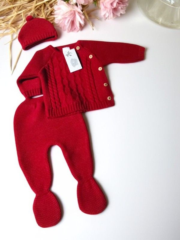 Conjunto de Bebé em Malha – 3 Peças | Tamanho único