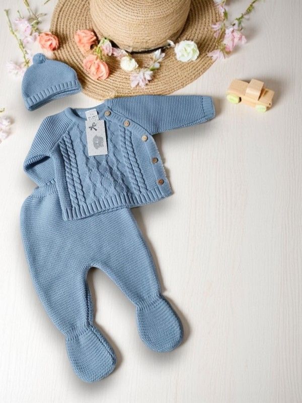 Conjunto de Bebé em Malha – 3 Peças | Tamanho único